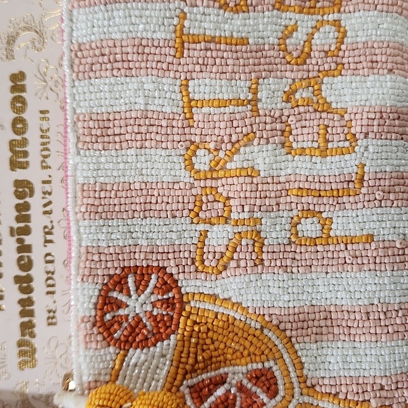 🔹️ Wandering Moon India Handmade Stripped Beaded "Sprtiz Please" Coin Pouch - Picture 4 of 7